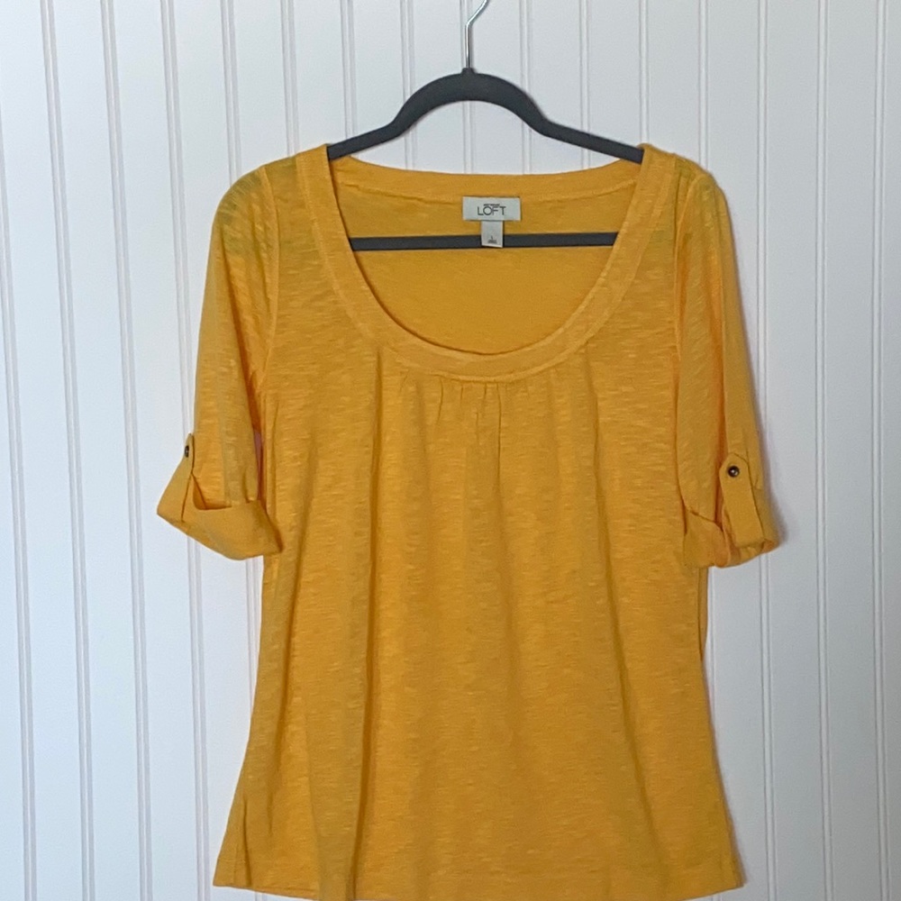 Loft Tab Sleeve Yellow Tee Shirt
